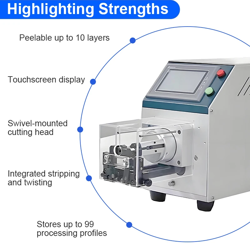 Semi-Automatic 1-7mm² Coaxial Cable Stripping Machine 9 Layers Strip Stripper for high-temperature cable vehicle-mounted cable 5