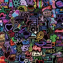 

100Pcs Ins Style Harajuku Neon Style Cool Stickers Personalized Creative Laptop Skateboard Guitar Diy Waterproof Stickers Toy