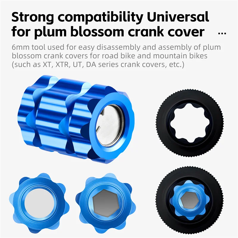 WEST BIKING Bicycle Crank Installation Tool with Wrench Remove Install Aluminum Alloy Plum Blossom Crank Cover Bike Repair Tools