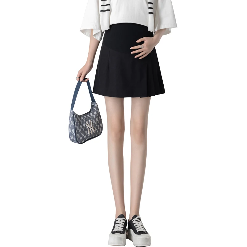H8917# Maternity Skirt Pleated Design Dress High Waist Summer Slim Pregnancy Skirt