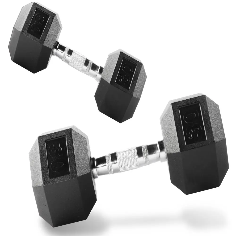 

, 35 lb Rubber Encased Hex Dumbbell, Pair