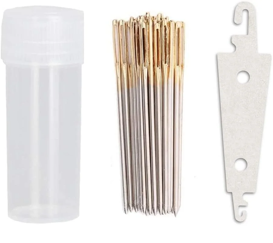 30Pcs Hand Stitching Needles With 1pcs Metal Threader Large Eye Sewing