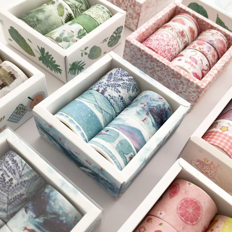 8 pcs/set green plants Washi Tape for Decoration Journal DIY Scrapbooking Kawaii Sticker Label Masking Adhesive Tape Stationery 4