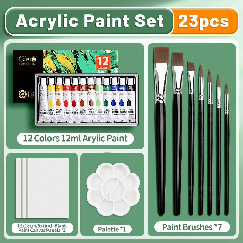Professionelles Acrylfarben-Set – 23/29/35/47 Stück, 12/18/24/36 Farben, 12 ml/0,41 Floz Farben, Tuben-Set für DlY, Rock, Holz, Keramik