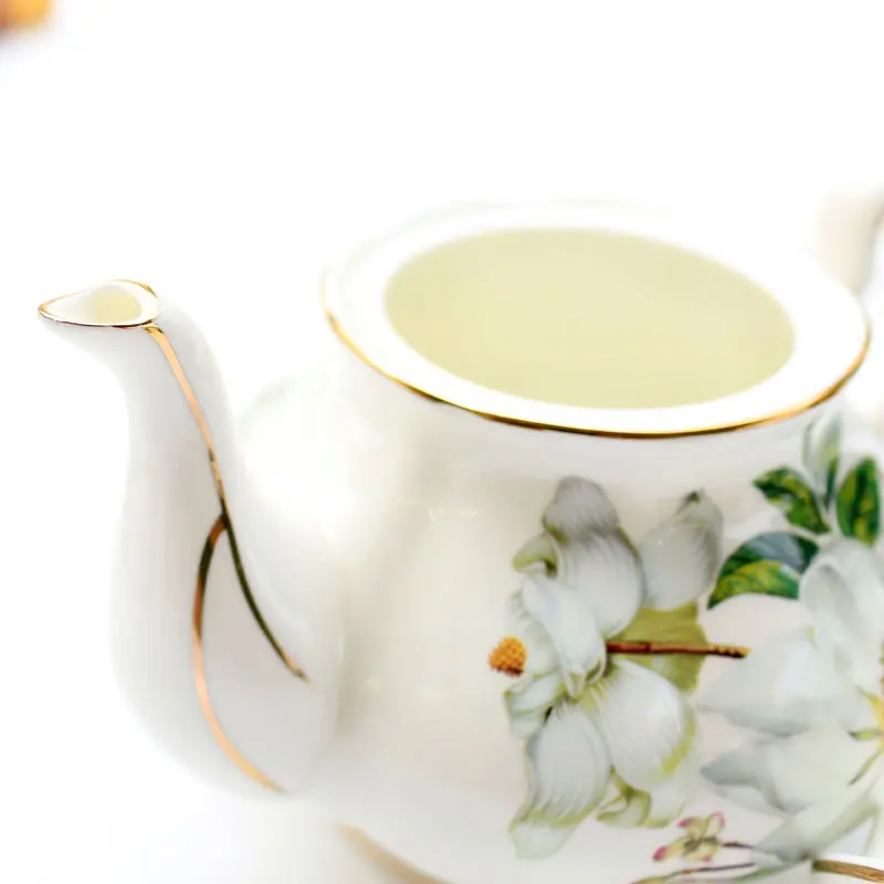 Enameled Tea Kettle Chinese Tea Set 1000ML Bone China Teapot for Tea Ceremony Party
