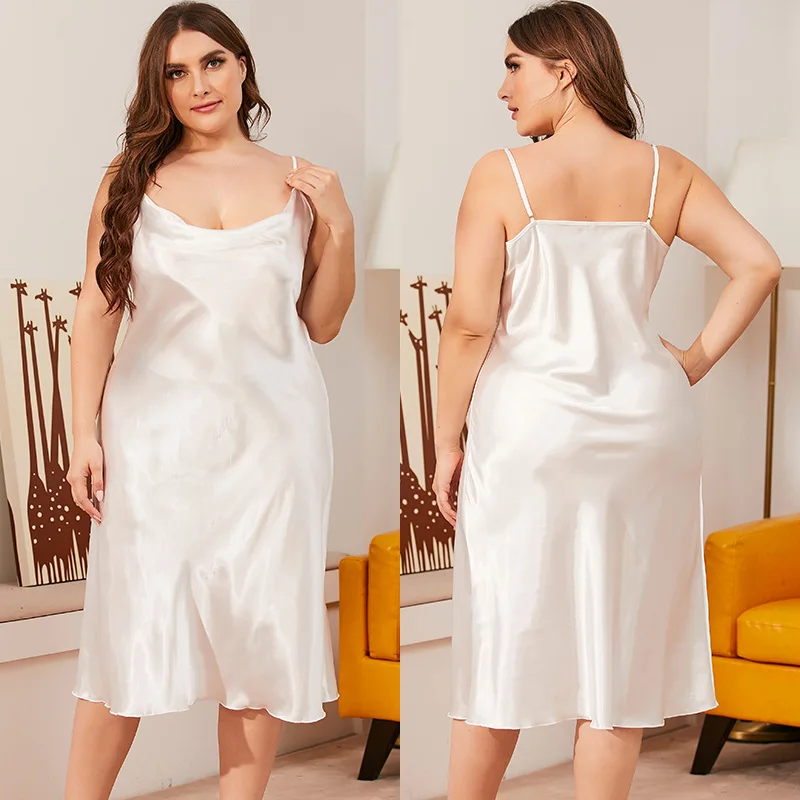 Sleepwear Large Sizes Sleepwear Sexy Plus Size Women's Nightgown Room Wear Summer Nightgown Dress Transparent Rayon Wire Sexy