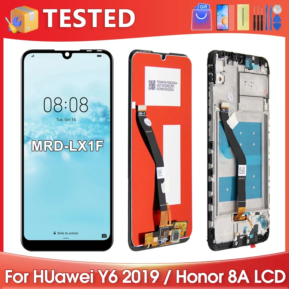 ЖК-дисплей 6,09 'для HUAWEI Y6 2019 для Honor 8A MRD-LX1F LX1 LX3 LX1N, дисплей с сенсорным экраном и дигитайзером в сборе, замена