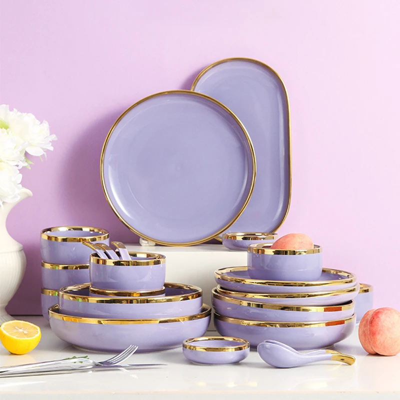 Dinnerware Set Porcelain Plates for Food Dinner Dishes Salad Soup Bowl Ceramic and Bowls Tableware Spoon |
