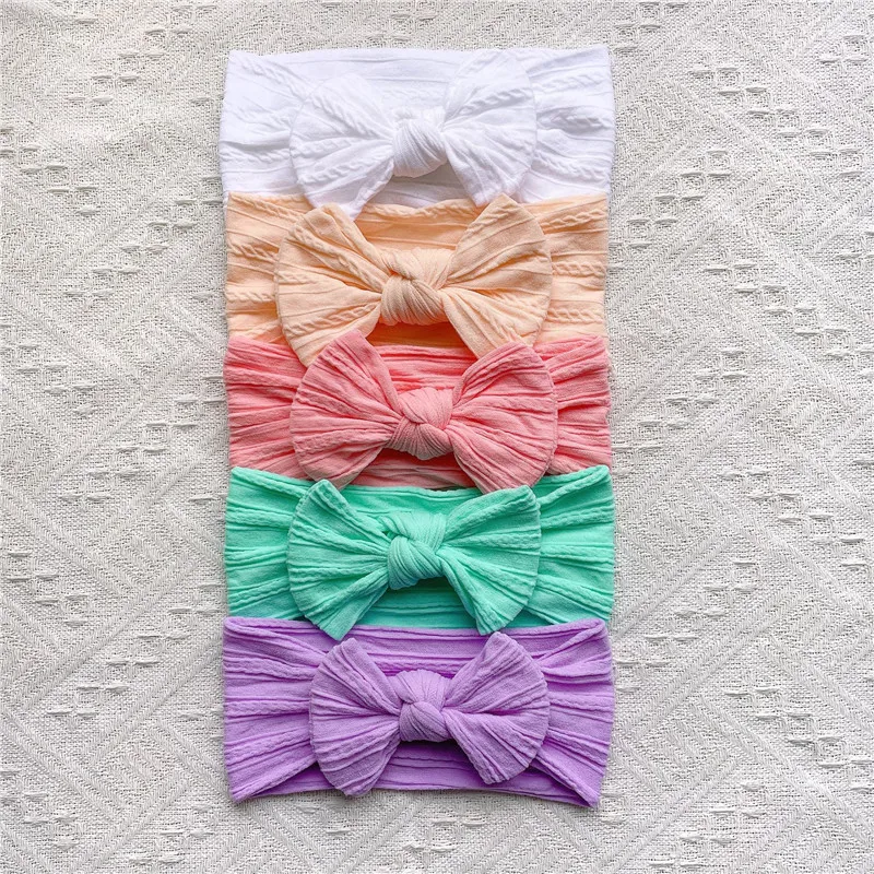 Baby Cute hair bands Soft Elastic Bowknit Newborn Toddler Priccess Girls Hair Band Bows Accessories For 0-2Years 5Pcs/Set