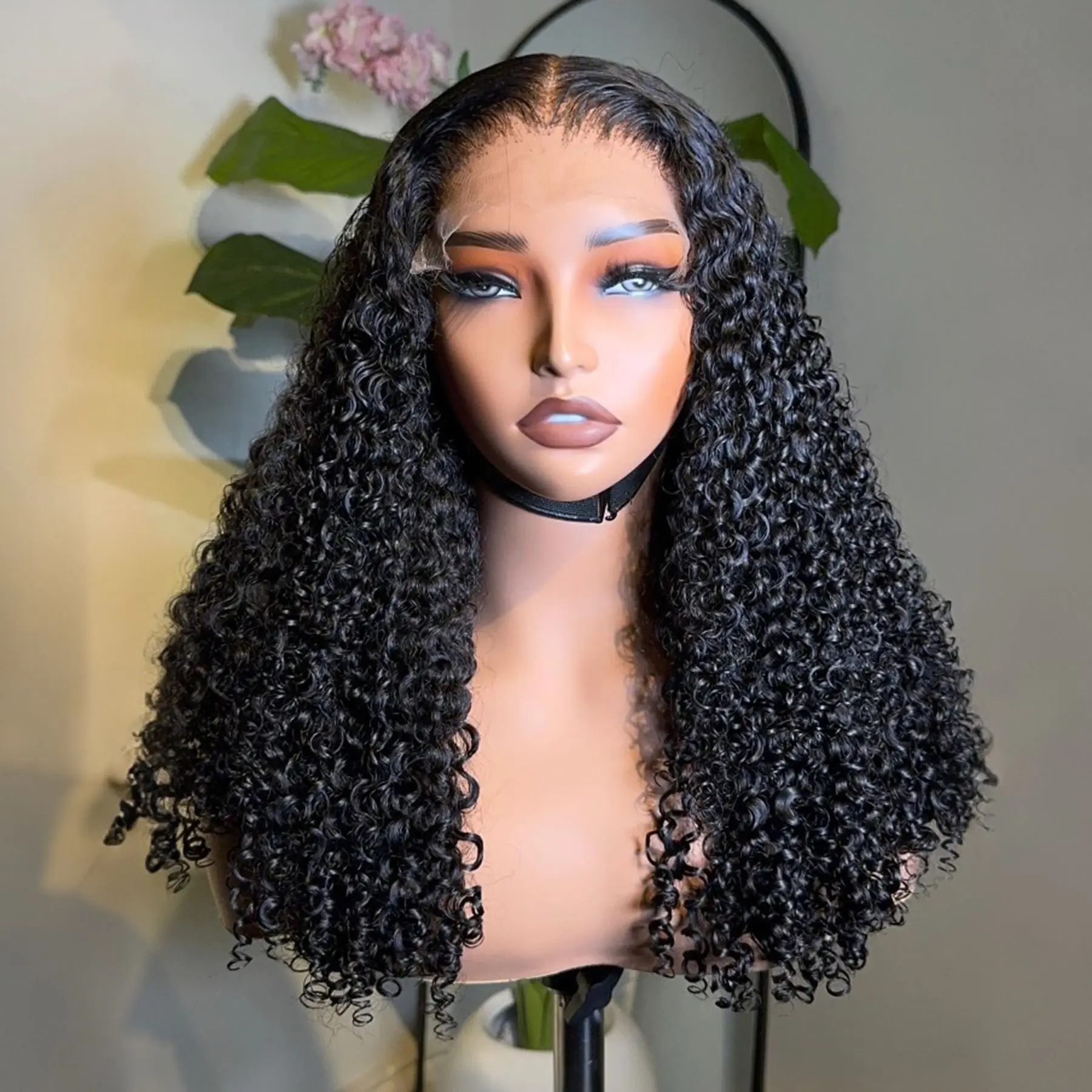 Kinky Curly Full Soft 13X4 HD Lace Frontal Wig For Black Women Prepucked Bleach Knots Glueless Wig Heat Resistant Fiber Cosplay 3