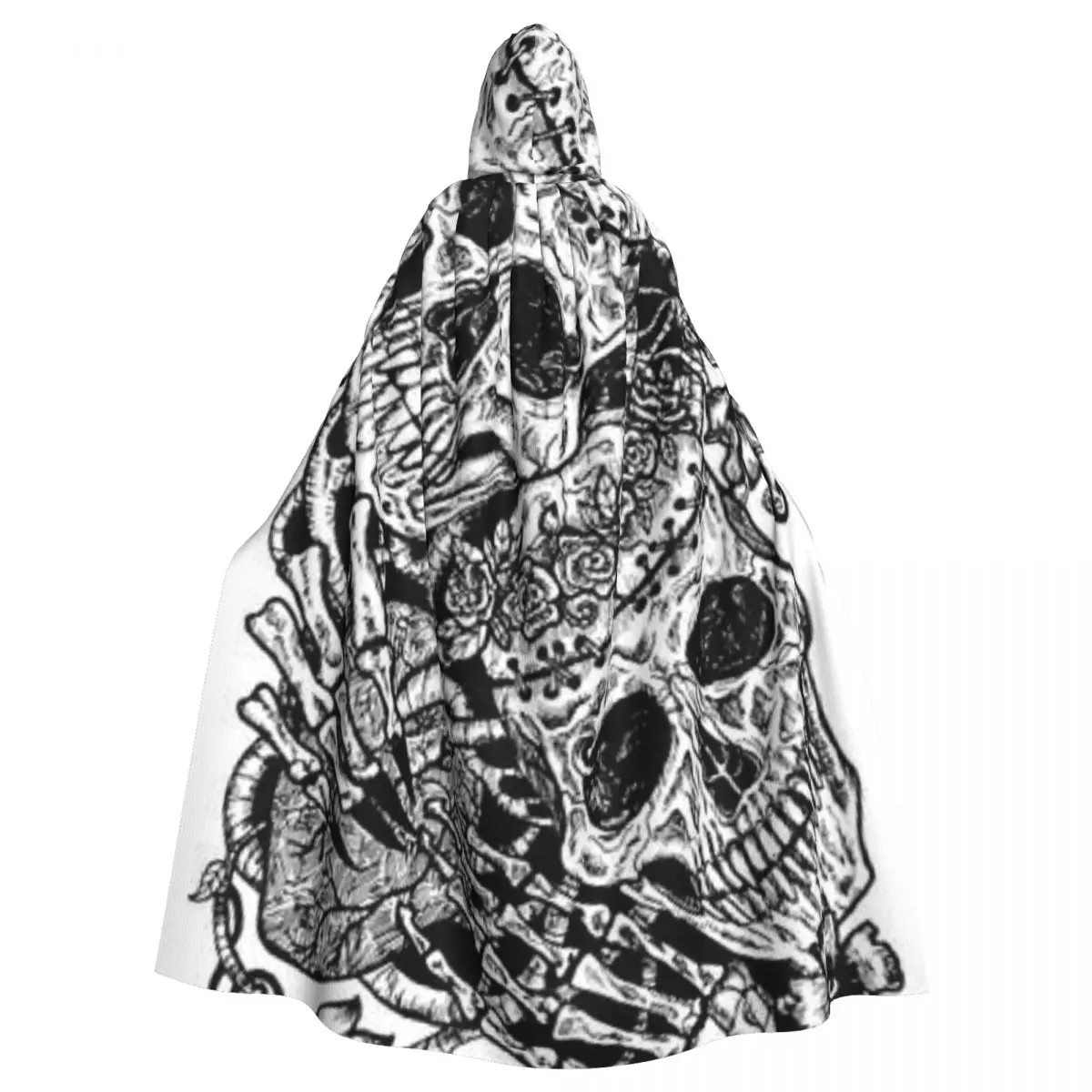 

Adult Vampire Cape Hooded Robe Skulls Of Lovers Halloween Cloak Full Length Cosplay