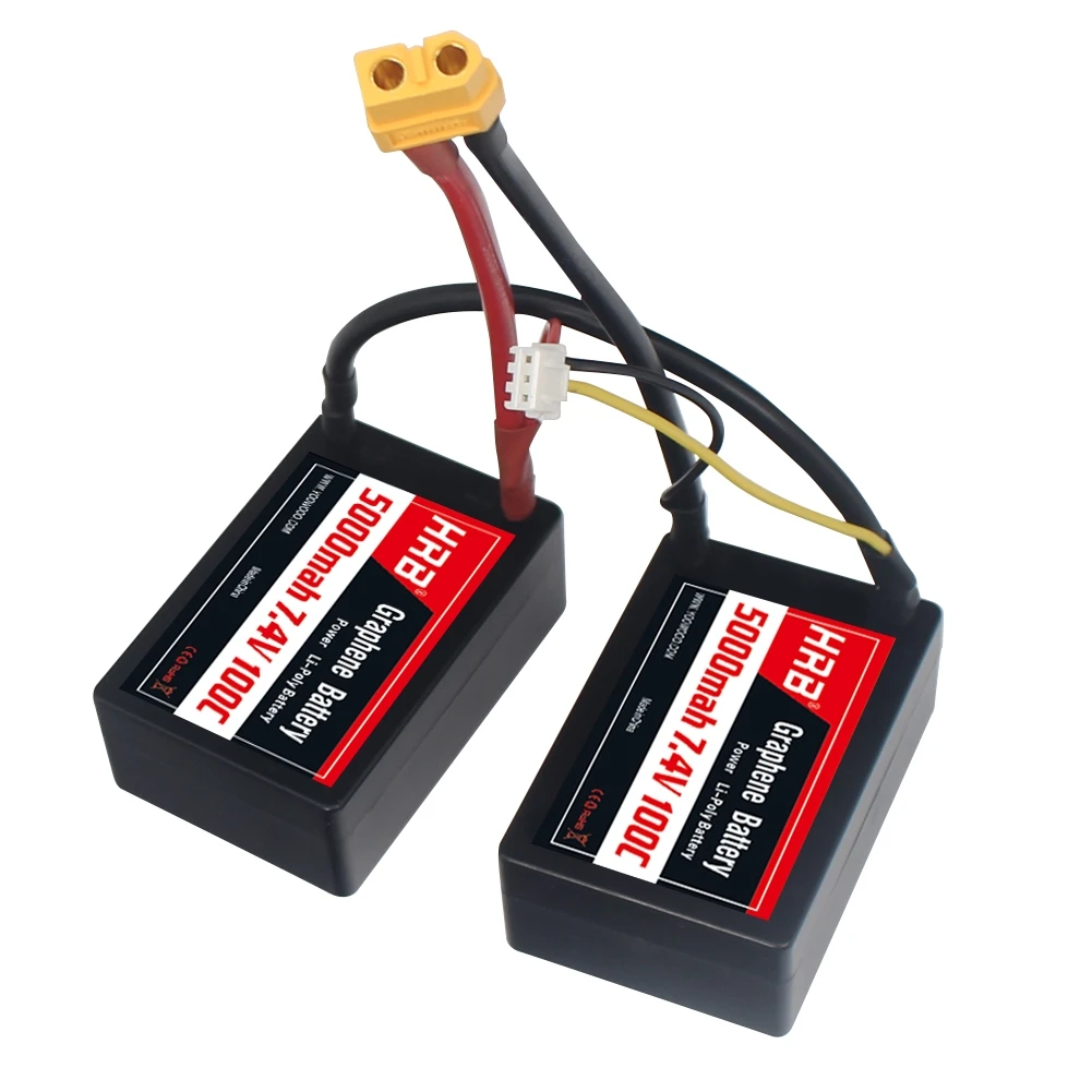 HRB 2S 3S Lipo Battery, 7.4V 5000mah 100C (2S3P) 11.1V 