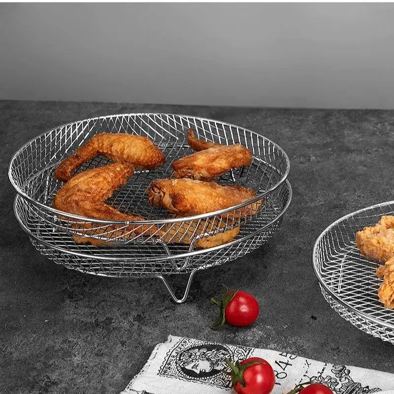 3-layers Air Fryer Rack Stackable Grilling Rack Stainless Steel Airfryer Oven Grill Steamer Cooker Kitchen Accessories Cooking air fryer rack steamer rack