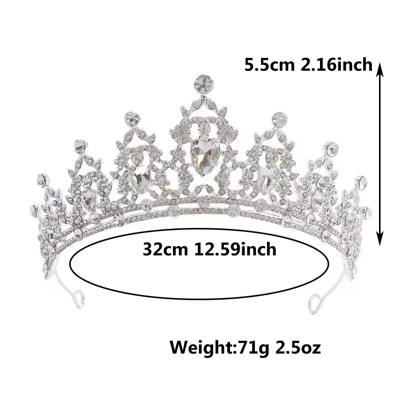 1pc Crown Bridal Vintage Hair Bands Crystal Rhinestone Handmade Hair Bands Crown Princess Birthday Party Plate Headdresses