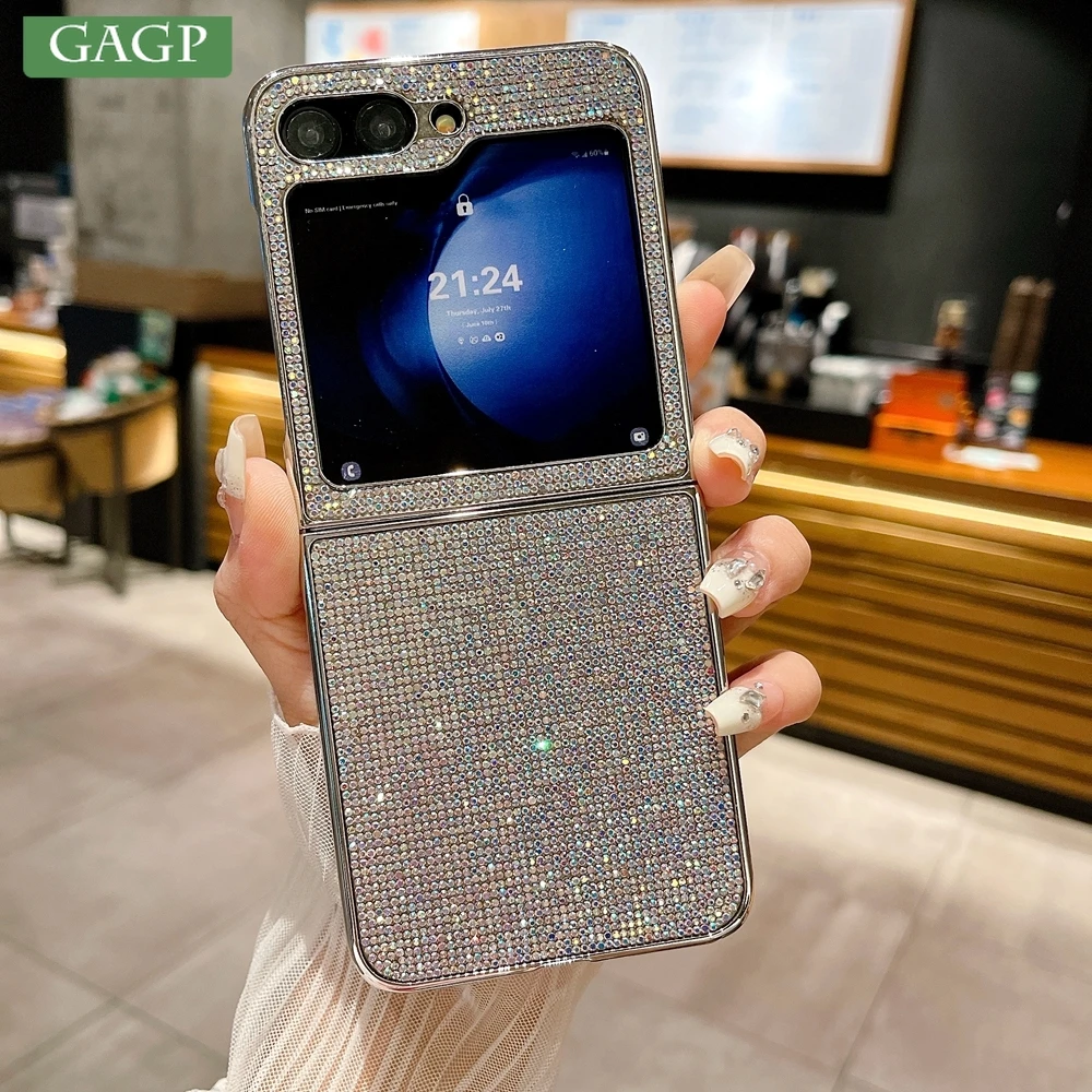 Diamond Electroplate Glitter Case for Samsung Galaxy Z Flip 6 5 4 3 Shockproof Rhinestone Thin Cover phone case