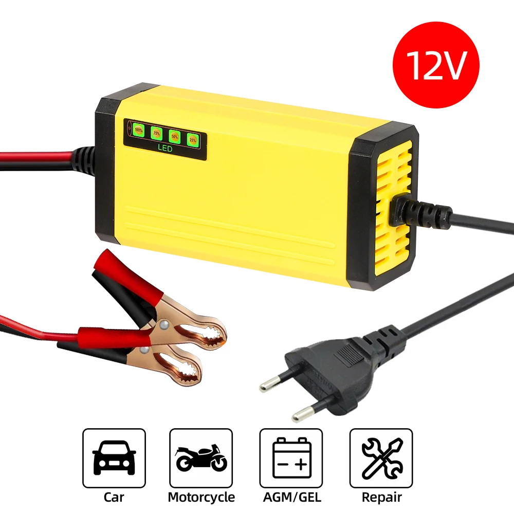 12V 2A Portable Car Battery Charger Auto Smart Battery Charger with LCD