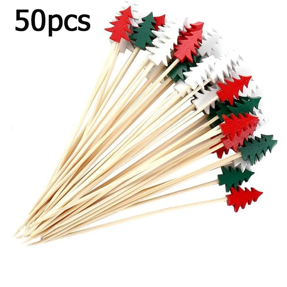 Description Picture 6 of item50PCS Disposable Christmas Bamboo Forks Red White Green Christmas Tree Tableware 2024 Christmas Party Decor Supplies