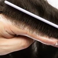 Perruque de prothèse capillaire pour hommes, nœuds invisibles, 0.03mm, peau Ultra fine, remplacement de cheveux, toupet, système capillaire naturel pour hommes 2