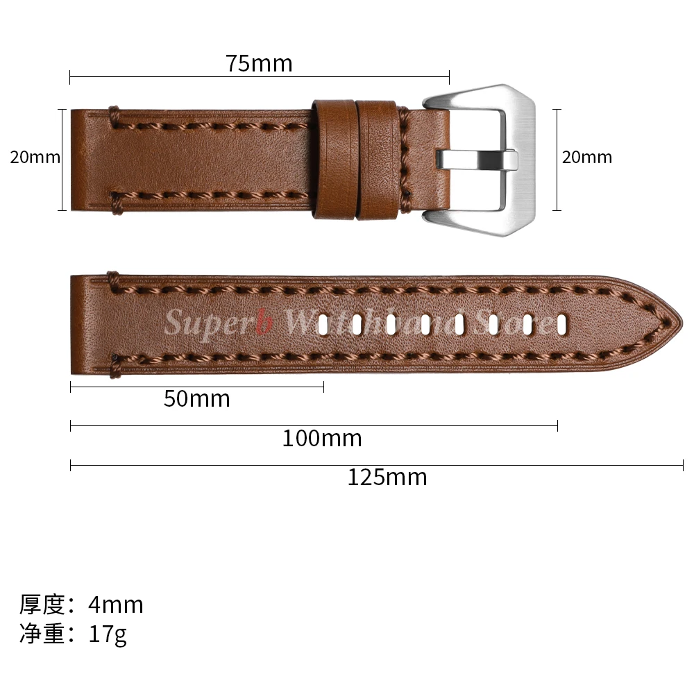 Premium Vintage Brown Cowhide Leather Watch Strap - Unisex Wrist Band