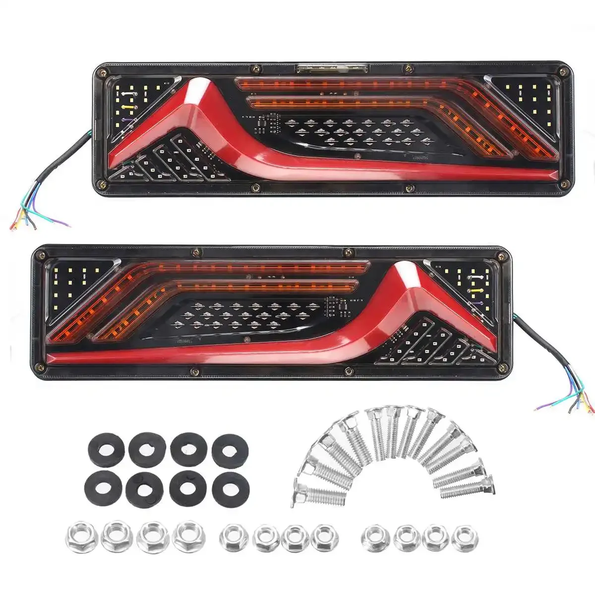 2pcs 46cm 24V LED Truck Tail Light Rear Lights Turn Signal Brake Reverse Trailer Lorry Bus Camper Caravan RV Tractor Body Kit images - 6