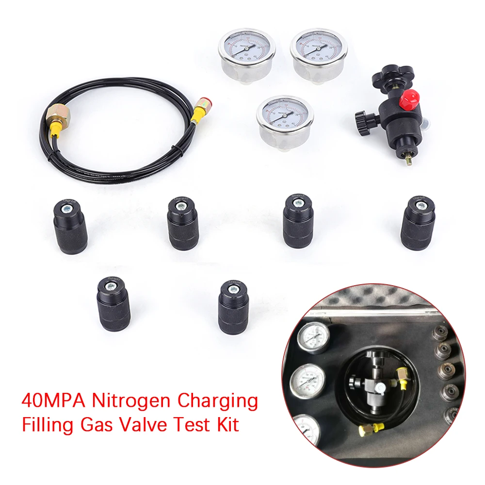 Hydraulic Accumulator Nitrogen Charging Filling Kit Gas Valve Test Kit