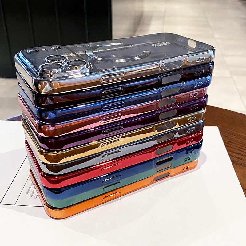 Luxurious Glitter Plating Silicone Soft Clear Magnetic Case - Ultra-Thin Design