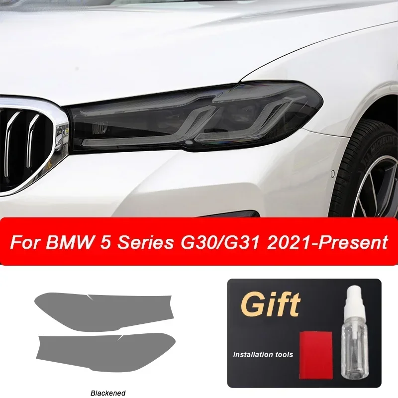 

2pcs black transparent TPU Car headlights protective film For BMW 5 Series dressing G30 G31 2021-On decorate sticker accessories