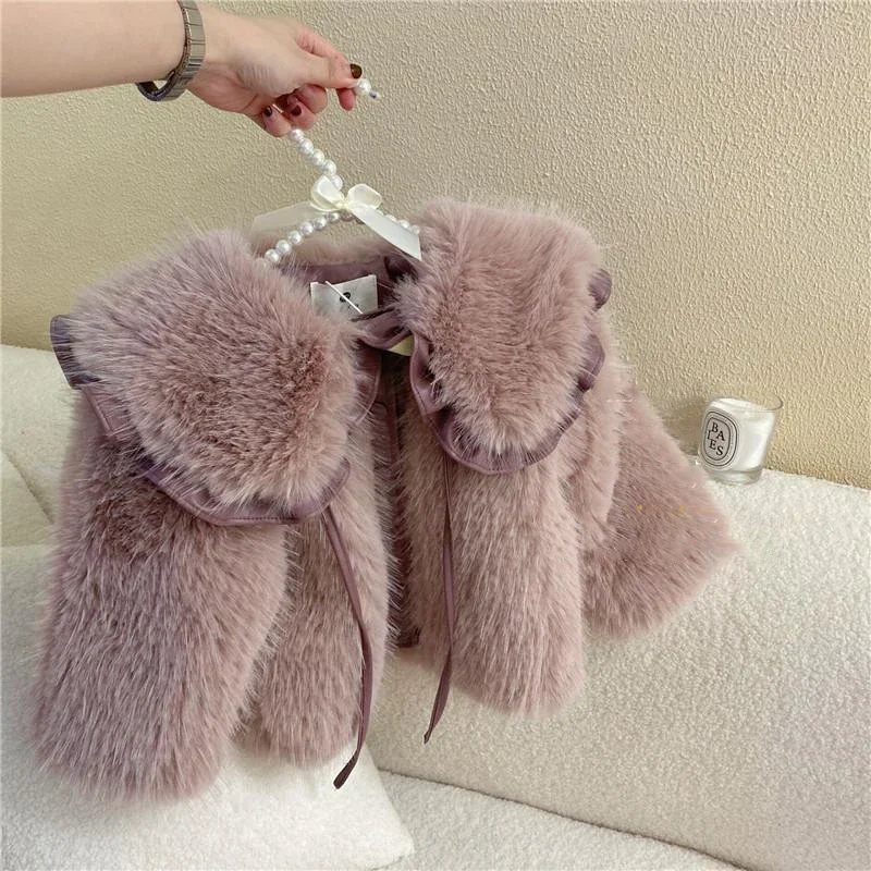 Children Jackets Girls Coat Wool Jacket Winter Girls' Woolen Sweater Jacket Autumn Children's Clothing Plush Thickened Kids Fake Lamb Wool Stylish Baby Winter Clothing