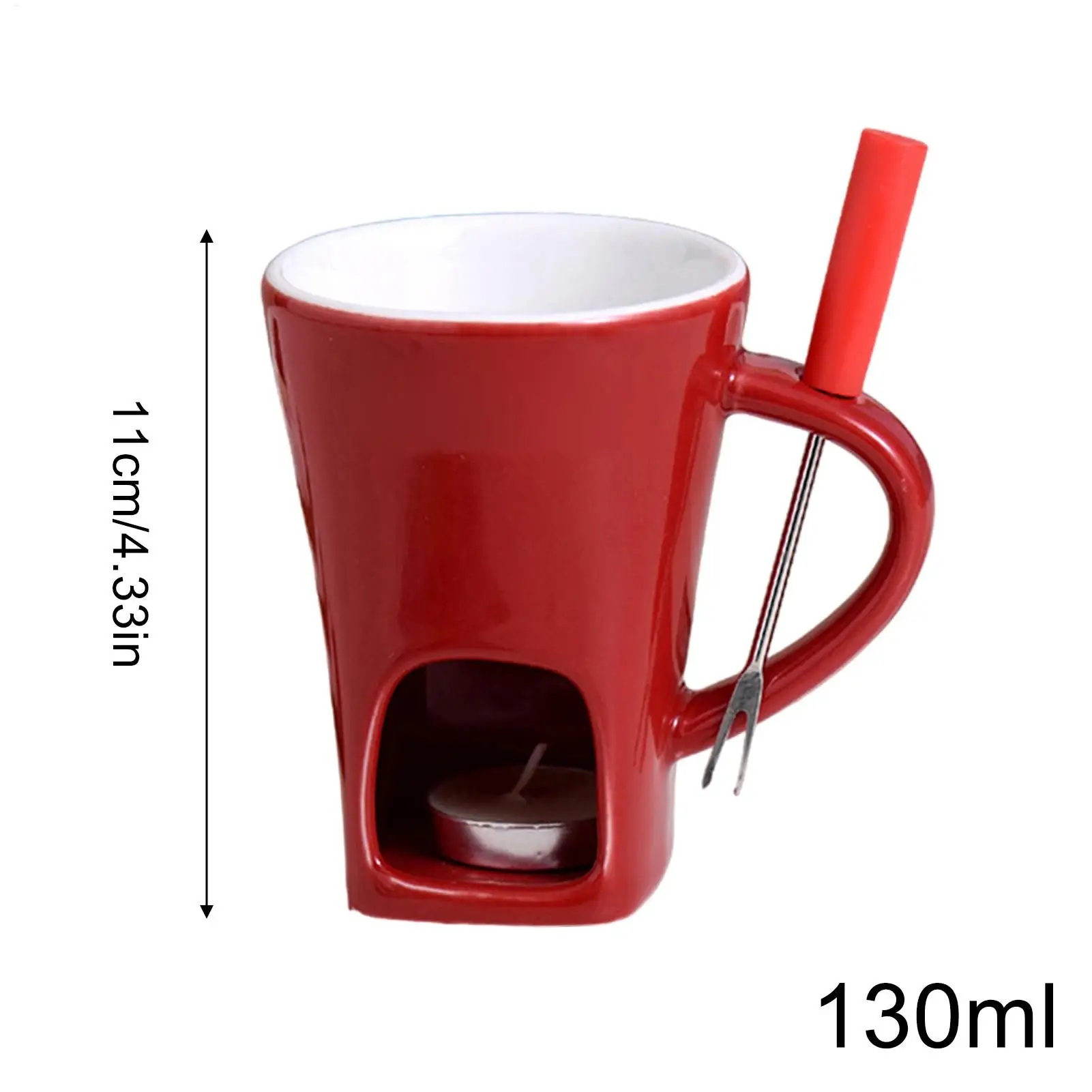 Chocolate Fondue Mug Set with fork and candle Mini Fondue Pots Cheese Ice Cream Fondue Maker Kit Butter Melter Cup Small Warmer