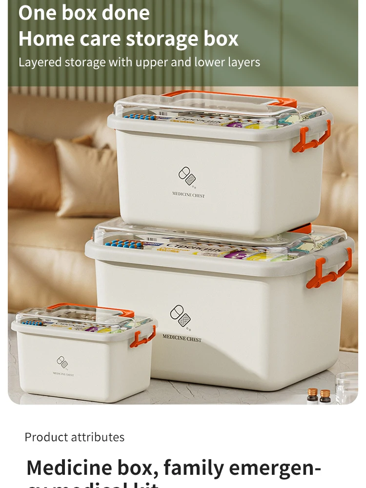 Large Capacity Medicine Box Portable Home First Aid Medical Kit Family Emergency Medicine Box with Multi-layer Drug Storage Case Image 3