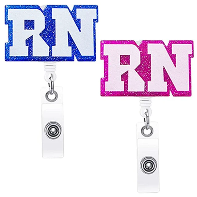 2 Pcs RN Nurse Can Buckle Retractable Badge Reel Holder Reels Id Glitter  Clips Acrylic Holders - AliExpress