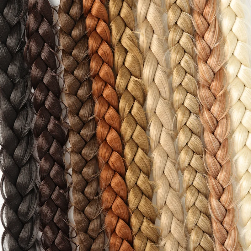 LUPU Synthetic Long Twist Braid Ponytail Extensions With Rubber Band 24 Inch Boxing Braided Hair Extensions For Women Daily Use