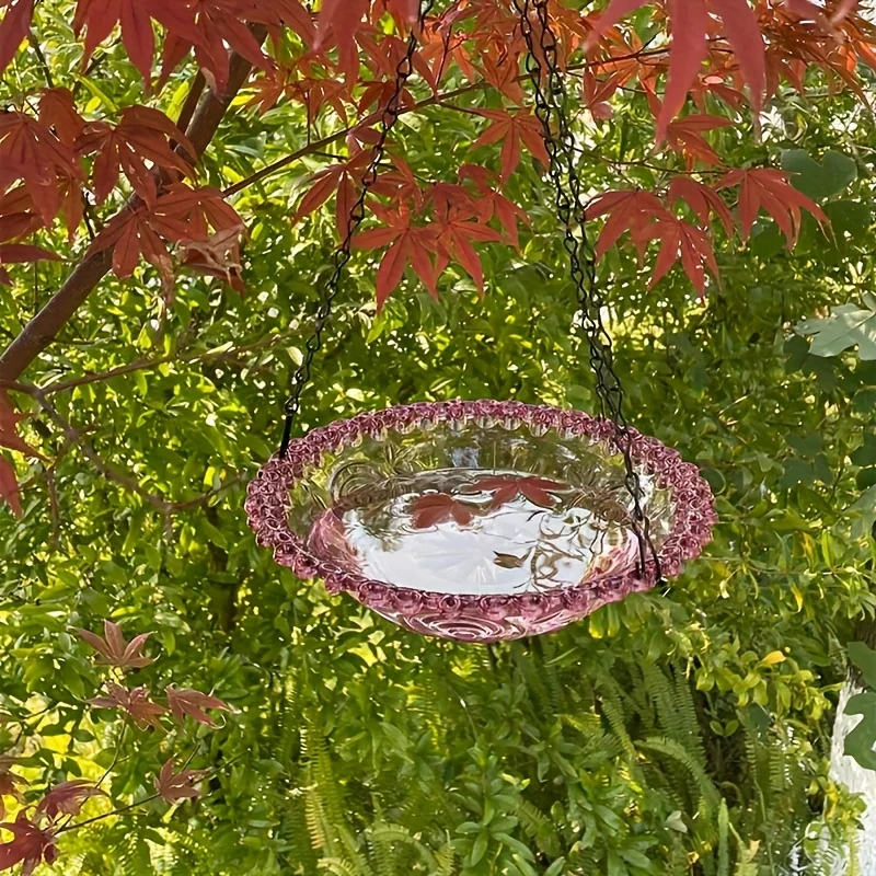 Bagni e mangiatoie per uccelli sospesi, vassoi per alimenti per uccelli all'aperto, scaffali per alimenti per uccelli, scaffali decorativi per uccelli da giardino - immagine 5