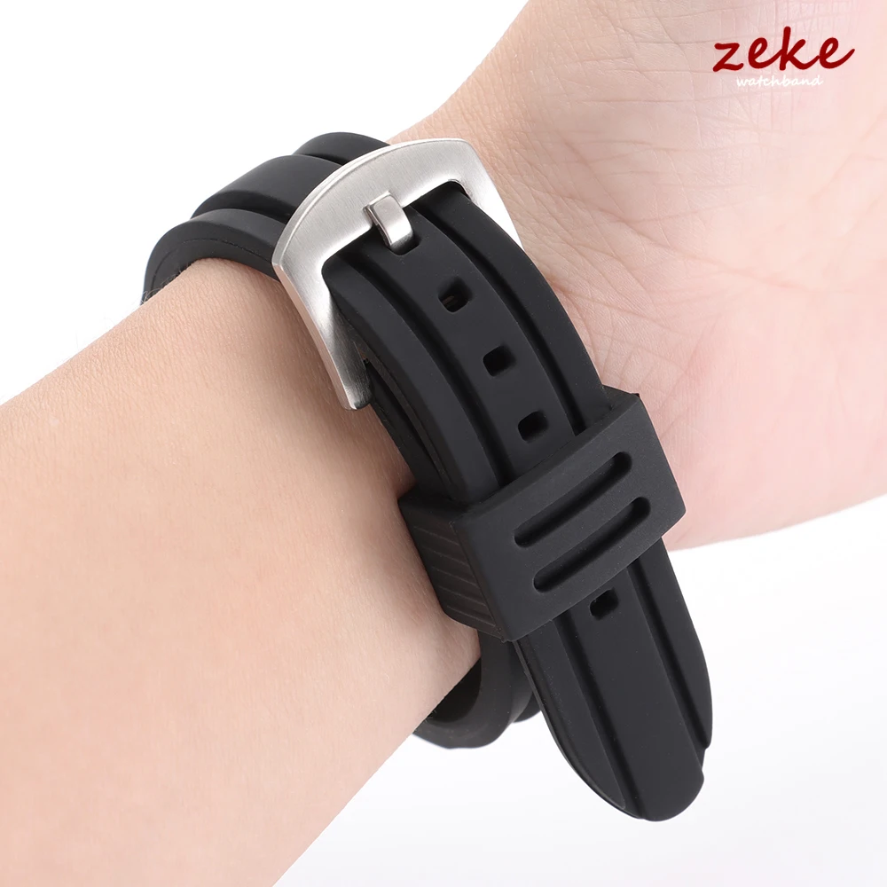 Men's Sport Waterproof Silicone Rubber Watch Strap – Soft Diving Wristband