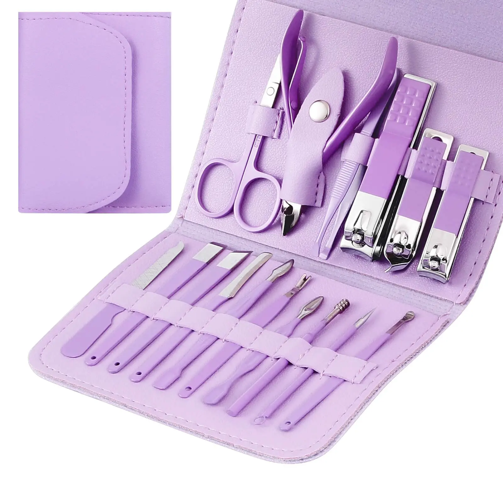 16-Piece Professional Nail Care Set - Color Nail Clipper & Exfoliating Tools