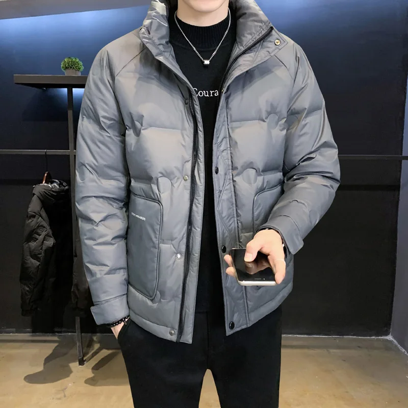 High Quality Autumn Winter Duck Down Jacket Men's Solid Color Stand Collar Warm Puffer Coat Outwear Plus Size M-5XL Thick Parkas
