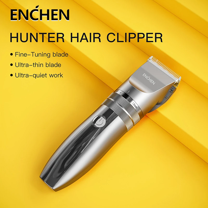 

Машинка для стрижки волос ENCHEN Hunter электрическая беспроводная, R-образная машинка для стрижки бороды, электродвигатель с высокой скоростью вращения и низким уровнем шума, 55 дБ, 8000 об/м