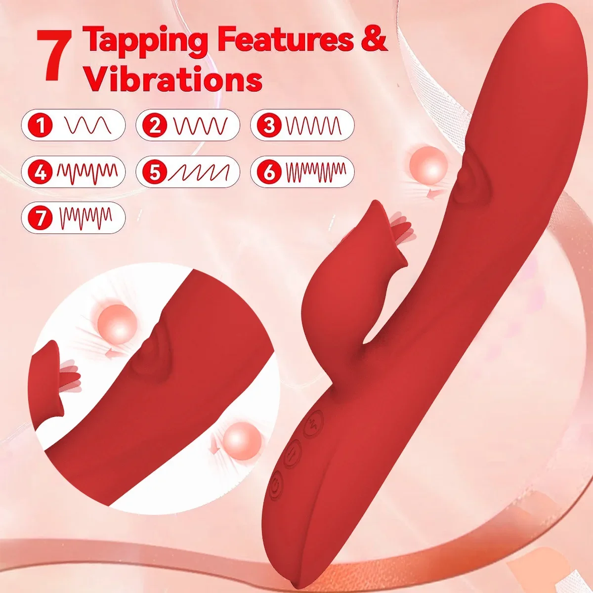 Flapping Vibrator Dildo for Female G Spot Clitoral Stimulator 7 Mode Licking Rabbit Vibrators Adult Sex Toy for Women and Couple