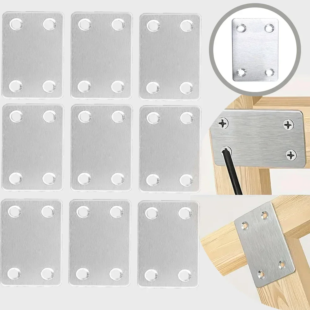 Stainless Steel Angle Bracket Right Angle Straight Four Hole Fixed Furniture Fasteners for Wood Shelves Cabinets