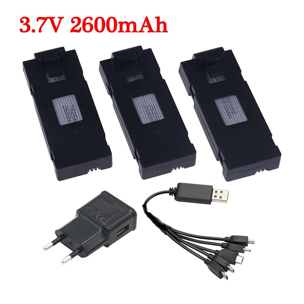 

3.7V 2600mAh RC Drone Battery Stable UAV Battery for E88 E88PRO E88MAX E525 E99 E99PRO P1 P5PRO K3 S1 P8 with charger