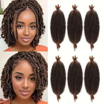 Synthetic 6pcs Soft Afro Twist Hair Extensions for Women - Kinky Marley Braiding Hair, 8 Strands Each for Locs & Passion Twists 1