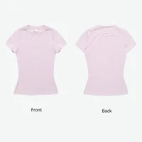 HBC Women's Sports Shirts Yoga Short-sleeved T-shirt Breathable Quick-dry Running T-Shirt Fitness Top Gym Slim Active Top Tee 2
