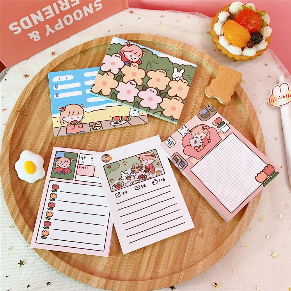 50 Sheets Sticky NotesTo Do List Memo Pad Colored Flower Funny Kawaii Sticky Notes Planner School Office Supplies