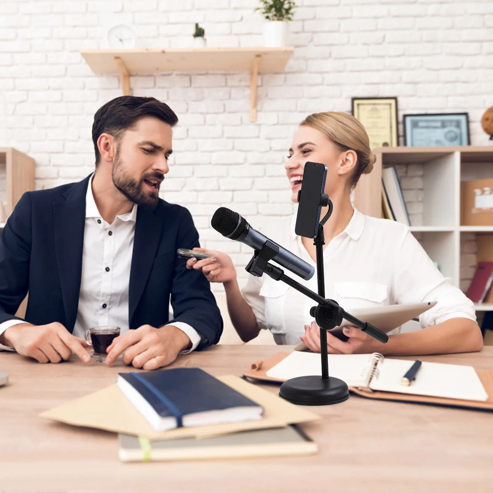 1세트 마이크 스탠드 조절 가능한 데스크탑 마이크 홀더 홈 스튜디오 팟캐스트용..