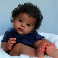 20 Inch African American Doll Raven Dark Skin Reborn Baby Doll Finished Newborn With Rooted Hair Handmade Toy For Gift 3