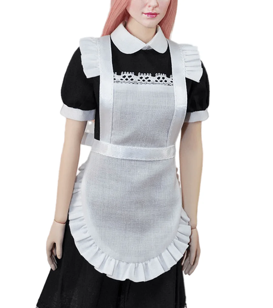 

1/6 Scale Maid Suit Black Long Skirt White Lace Apron Hairband Soldier Model 12 Inch Action Figure Body Doll DIY