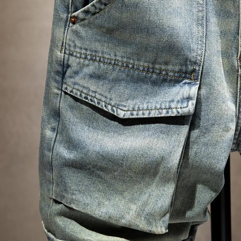 2024 Summer Men's Shorts Outdoor Retro Casual Sports Shorts Pure Cotton Stretch Denim Shorts Fashion Streetwear Men's Clothing