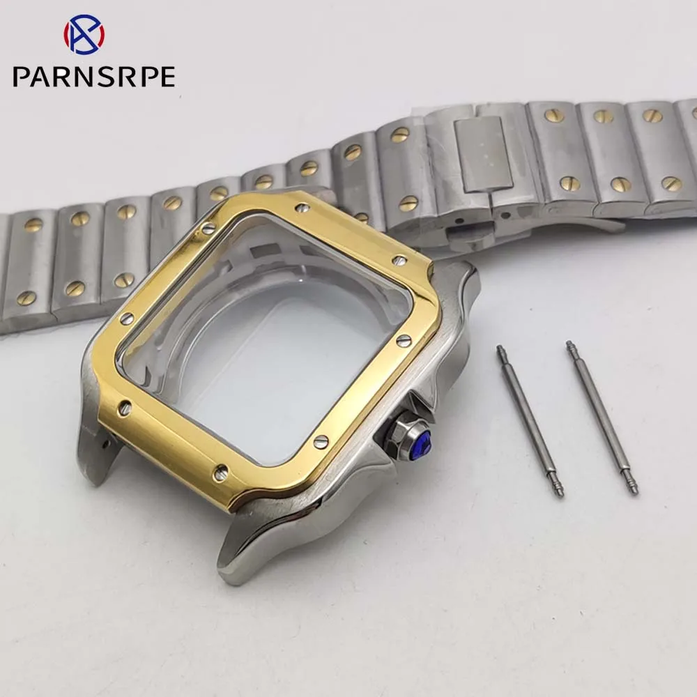 Men's New 38mm Automatic Mechanical Watch Case Fittings with Stainless Steel Strap for Calibre NH35 NH36 NH70, 27mm Dial