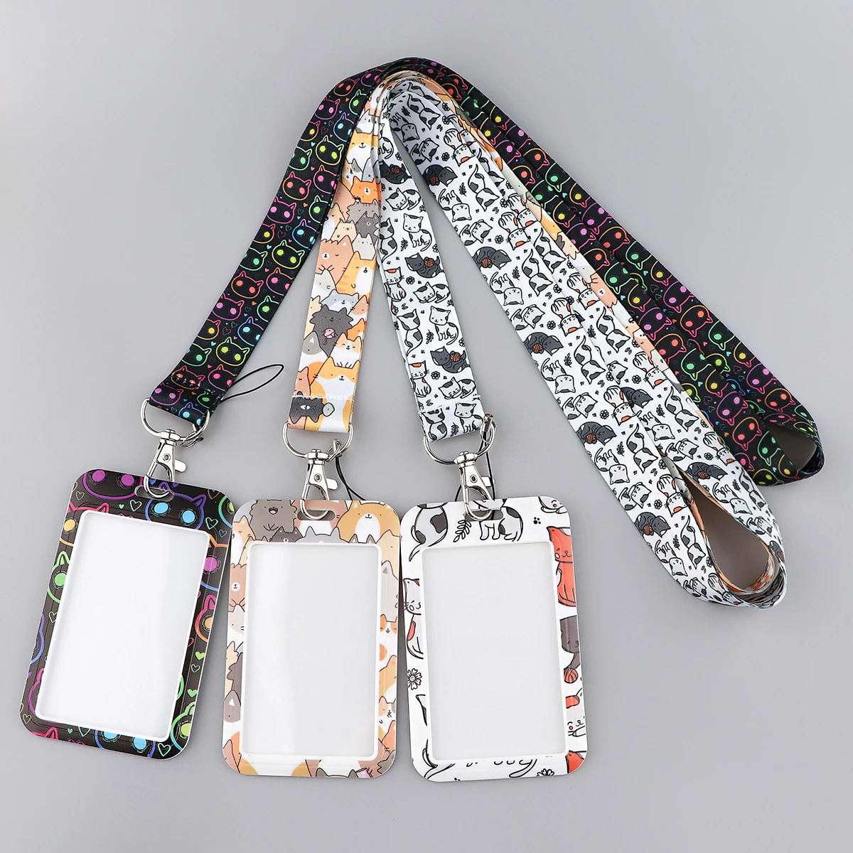 Ransitute R2893 Lovely Cartoon Cat Lanyard Card Id Holder Car Keychain Id Card Pass Gym Phone Badge Kids Key Ring Holder Jewelry badge holder badge holder keychain car keychain