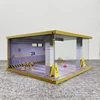 1:24 Car Garage Model Solid Wood Parking Lot Scene with Light Collection Decoration Acrylic Display Box 3